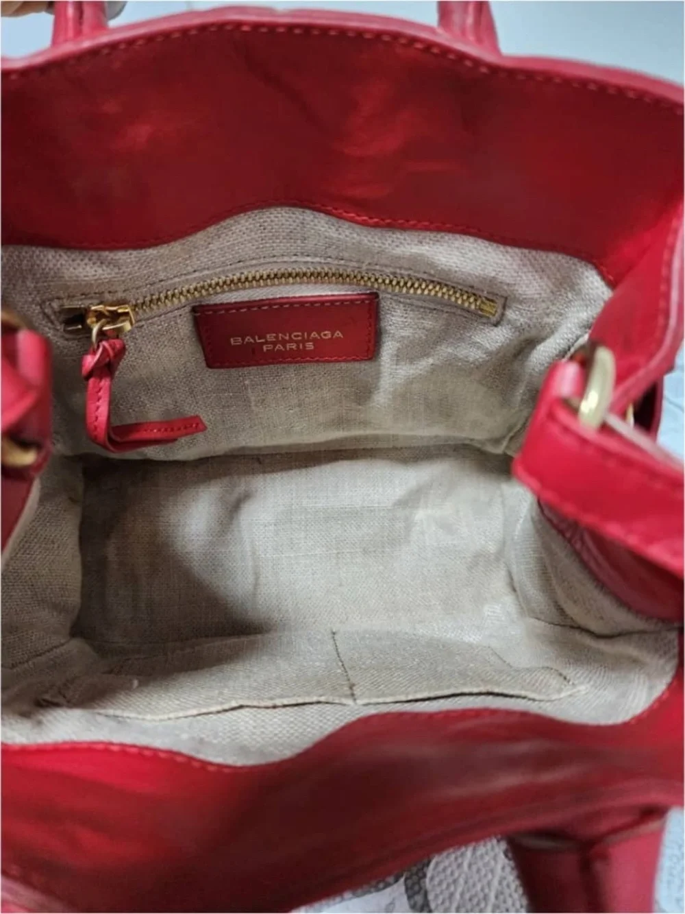Authentic Balenciaga Leather Padlock Mini All Afternoon Tote Red